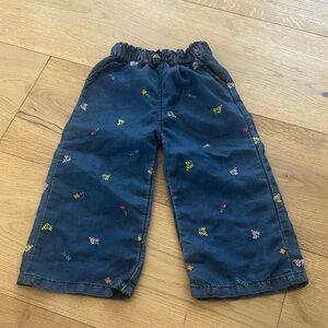Babyhug Kids Floral Embroidered Pants - Blue 3/4Y girls